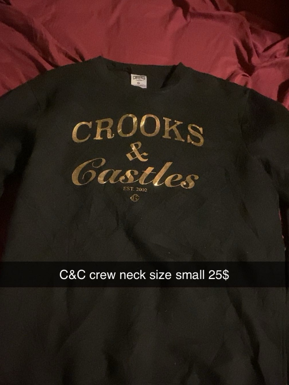 Crooks & Castles Black Crewneck Sweatshirt with Gold Logo